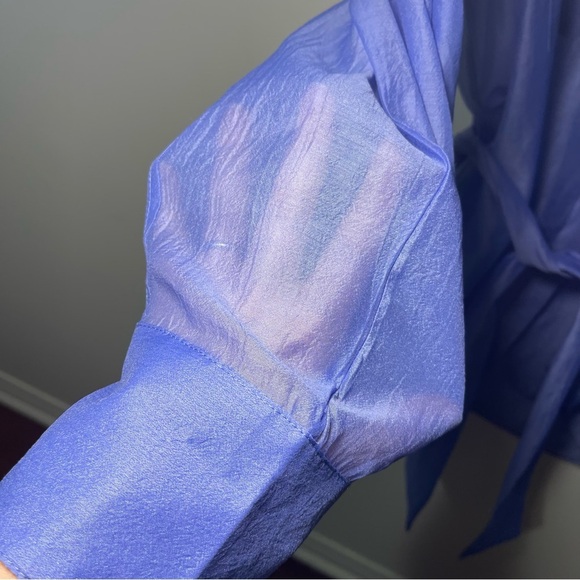 English Factory women’s Sheer Blue belted Button-Up office dress Shirt in sizs M - Picture 6 of 11